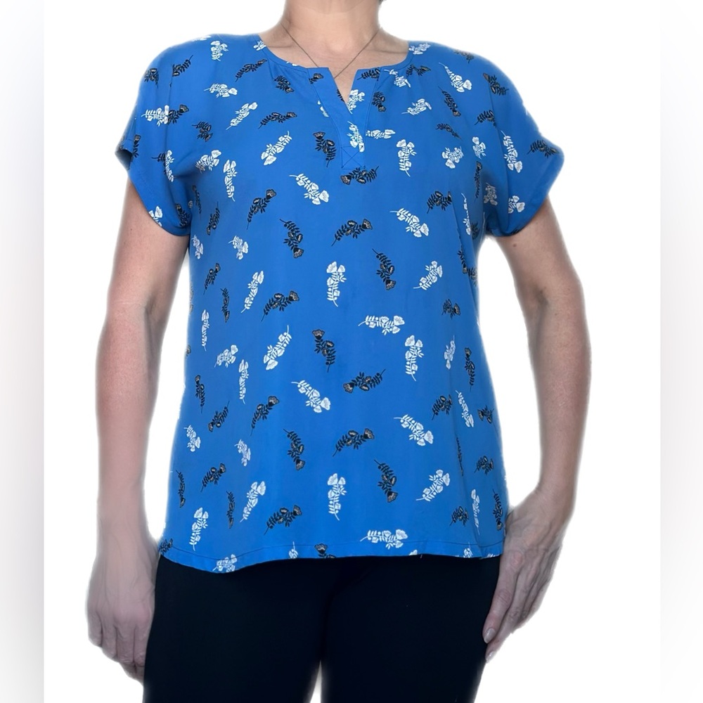 Blue Printed Women's Top Ann Taylor Factory Medium